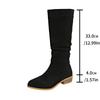 Pleated thick heel pointed but knee boots women's autumn suede large size stacking boots