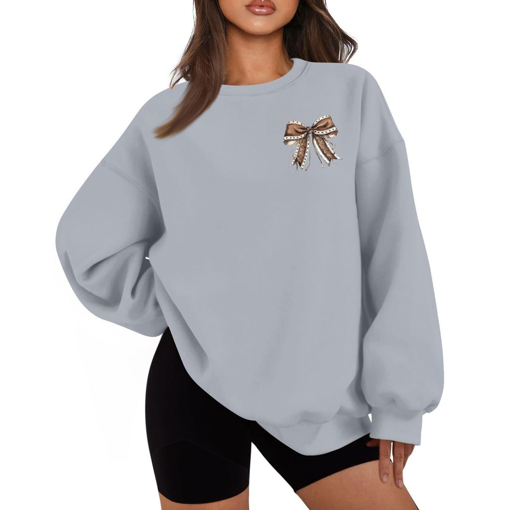 Женская повседневная мода с длинным рукавом и принтом, с круглым вырезом, свободная толстовка