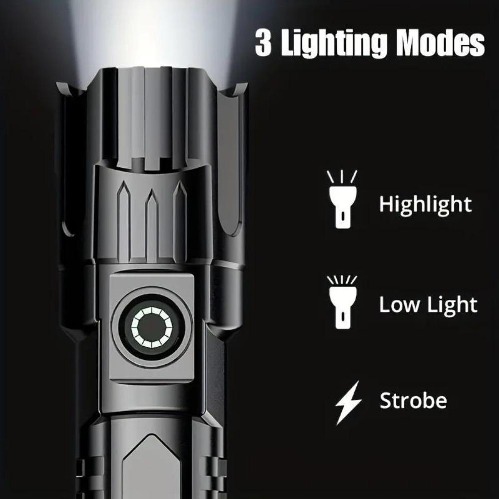 60W Super Powerful LED Flashlight Zoom Tactical Torch Built-in Battery USB Rechargeable Waterproof Lamp Ultra Bright Lantern