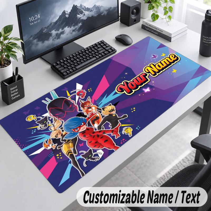 Miraculous Ladybug Personalized Large Mouse Pad Custom Name Text Extended Desk Mat Gaming Mousepad