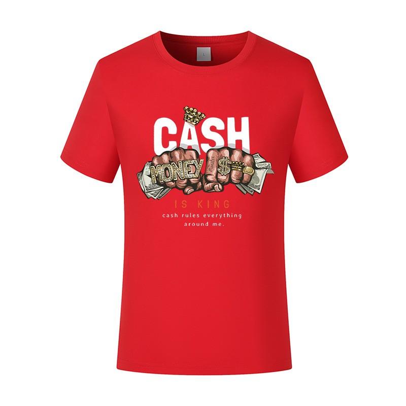 Men's Printed Cotton Short-sleeved T-shirt Summer Comfortable and Breathable Round-neck Tee Tops