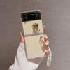 For Samsung Galaxy Z Flip 4 Case Bear Bracelet Transparent Folding Cases For Samsung Z Flip 3 Zflip4 Hard Shockproof Back Cover