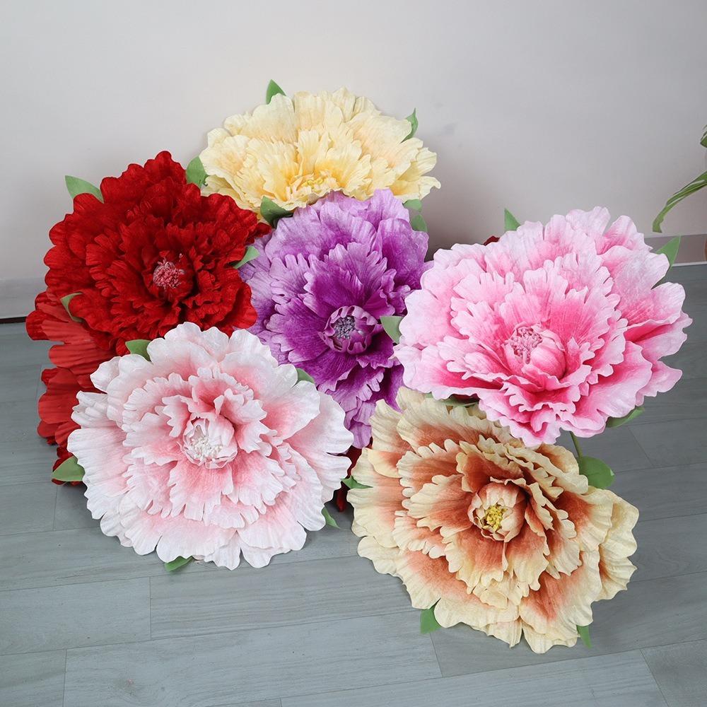 Silk PE Artificial Peony Giant Wedding Flower New Fake Flowers  Window Display