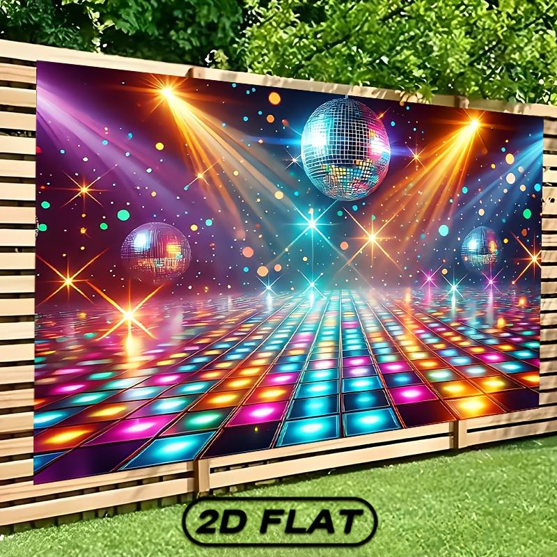 One disco party backdrop - neon disco balls, reflective floor, indoor/outdoor decoration, disco party theme decoration