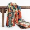 Imitation Cashmere Scarf With Elegant Chinese Style Floral Print, Warm Shawl, High-End Fashion, Commuting Neck Protection, And Cold Resistant Scarf
