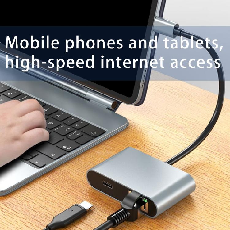 Легкий Ethernet-конвертер USB C в RJ45-адаптер с гигабитной скоростью и двойным USB-портом, широкое применение, зарядка PD60W