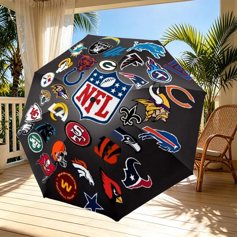 NFL Print Automatic Open Close Umbrella, Portable Foldable Umbrella, for Outdoor Commute Camping Trip, Ideal Birthday Gift