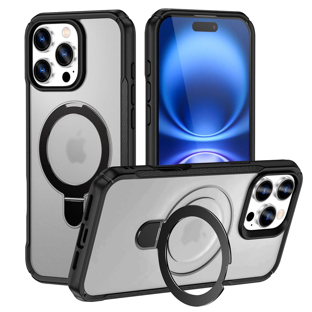 For Magsafe Wireless Charge Fold Magnetic Stand Phone Case For 15 16 17 Pro Max 16E 14 13 12 11 Anti-slip Bumper Cover