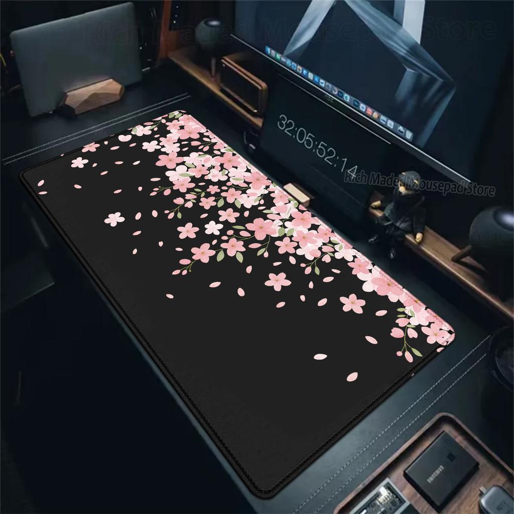 Mouse Pad Gaming Green Flower Grass Aesthetics Mousepad XXL Keyboard Extended pad Sakura Carpet Large Rubber PC Anime Mice Pad