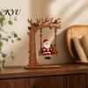 Christmas Atmosphere Decorations Wooden Swing Ornament with Santa Claus/Bear for Christmas, Tabletop Desktop Decoration Claus Figurine Home