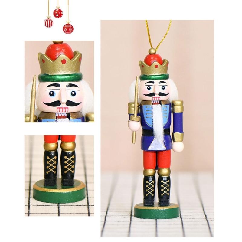 Красочная фигурка солдата, 6 разных деревянных персонажей для елки и сезонных праздничных композиций