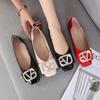 Fashion Ballet Flats Shoes Women 2024 Spring Ladies Solid Crystal Rhinestone Slip On Red Square Toe Fashion Bling Bling Women's Shoes
