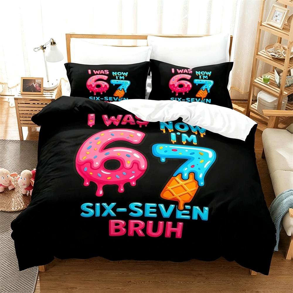 3D-печать Модный Забавный Bruh 67 Новый Комплект Постельного Белья Модный Элемент Печать Пододеяльник Наволочка Для Детской Подростковой Спальни Рождество
