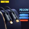 PISEN C To Lightning PD20W Fast Charging Nylon Braided Transparent Cable for Apple