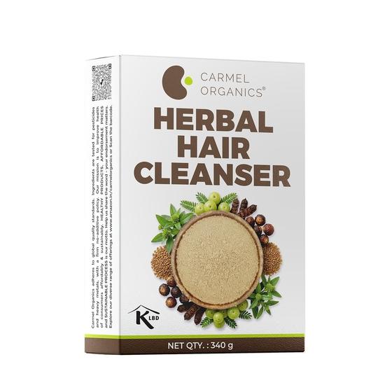 CARMEL ORGANICS Порошок для очищения волос с травами 340 г, Травяной шампунь, Смесь порошков мыльного ореха, шикакая, амлы, пажитника и бринграджа