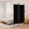 350153 vidaXL Room Divider 4 Panels Black 160x200 Cm Fabric