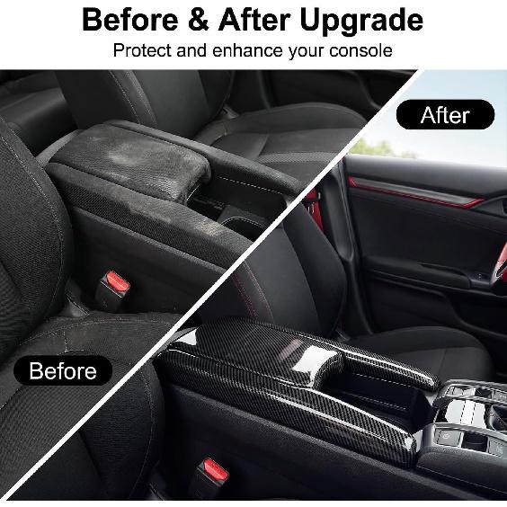 Car Interior Center Console Armrest Box Cover Console Box Storage Box Trim Covers Accessories for Honda 10th Gen Civic 2016 2017 2018 2019 2020 2021