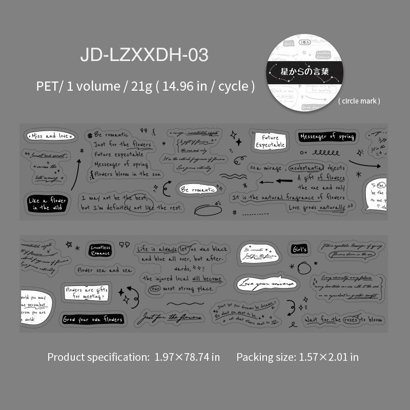 JIANWU Words From The Star Series Vintage Text Landscape Material Collage Scrapbooking PET Tape Creative DIY Journal Stationery
