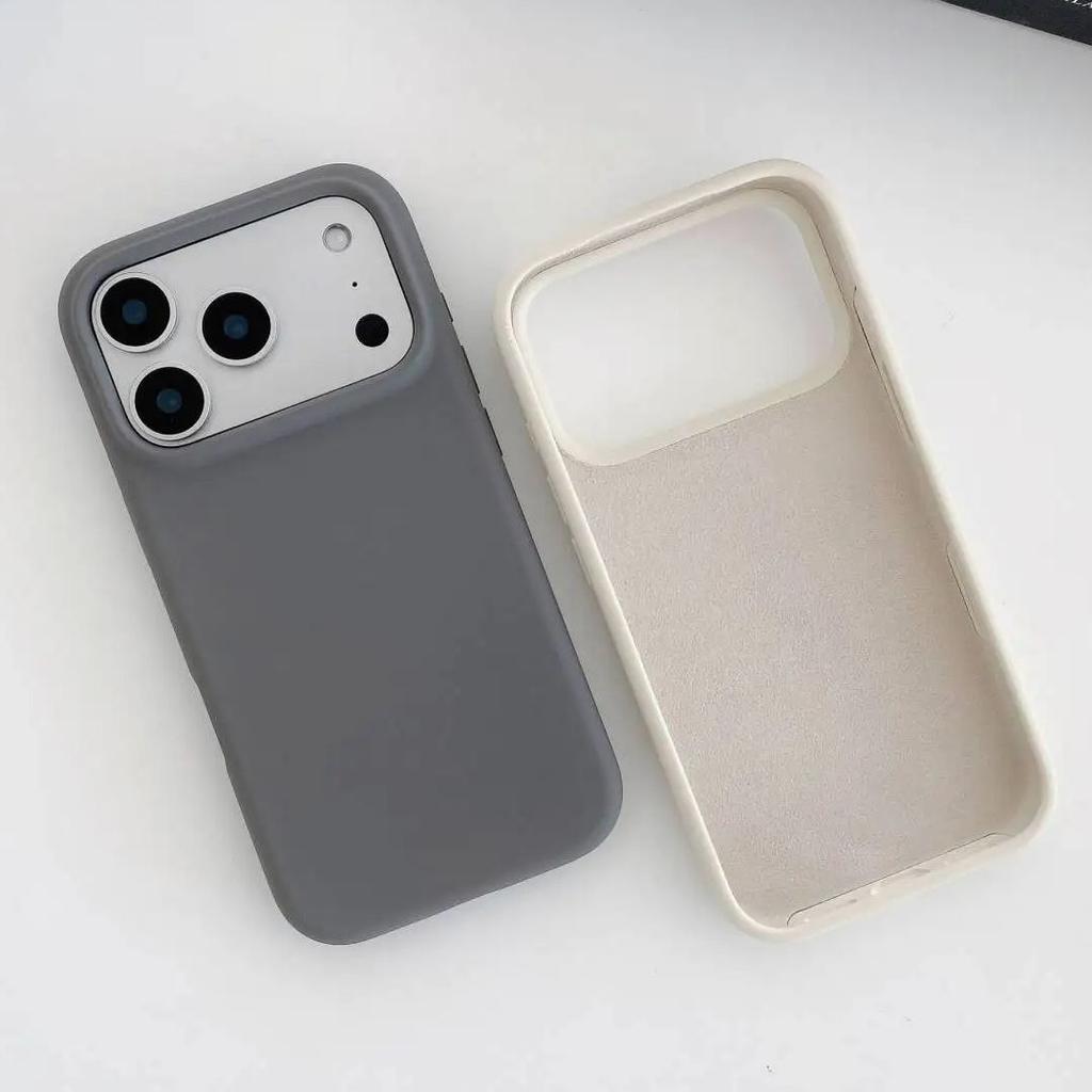 Ударопрочный Мягкий Чехол из Жидкого Силикона для iPhone 17 Air 16 16E 15 14 13 12 11 Pro Max Plus Защитная Крышка с Ощущением Кожи