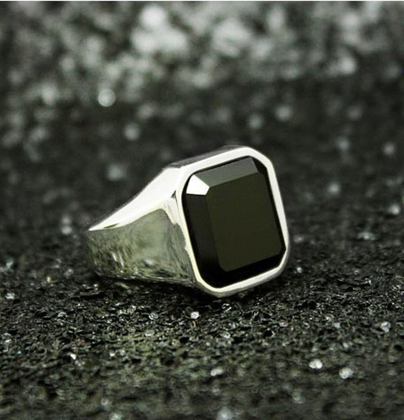 Stainless Steel Filled Agate Men's Ring Men's Domineering Jewelry