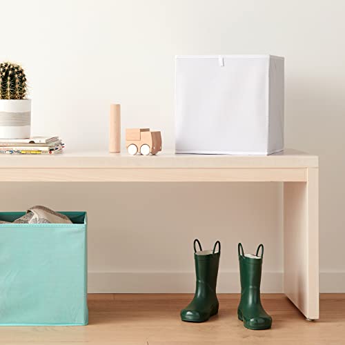 Amazon Basics Foldable Fabric Storage Cubes, White, 27x27x28cm, Set of 6