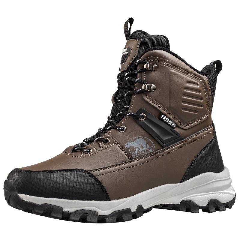 Новые зимние мужские высокие хлопковые ботинки плюс бархатная утолщенная теплая сноубутсы Северо-восточные уличные водонепроницаемые и противоскользящие ботинки