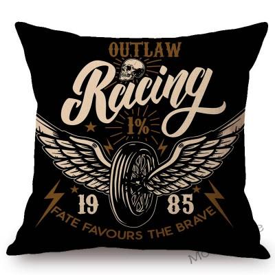 18" Vintage Motorcycle Club Poster Born To Ride Live To Ride Throw Pillow Case Us Funky Style Boy Husband Gift Cushion Cover