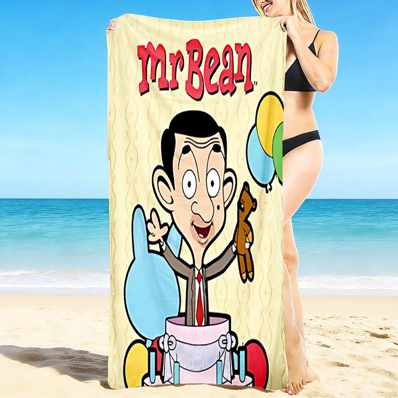 1Pc Mr Bean'S Birthday Bash Beach Towel, Quick Dry, Multi-Use for Beach Pool Gym Yoga Home Travel, Christmas, Halloween, Xmas Gift M929353