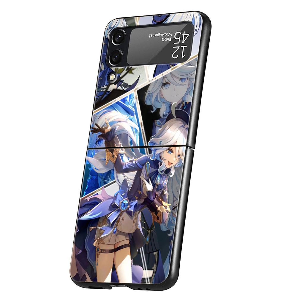 Чехол для телефона Genshin Impact Милая Фурна для Samsung Galaxy Z Flip 3 4 5 6 7 Жесткий Складной ПК Для Samsung Z Flip4 Flip5 Чехол