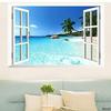 Большая съемная пляжная морская 3D наклейка на окно НАКЛЕЙКА НА СТЕНУ Домашний декор Экзотический вид на пляж Художественные обои