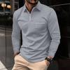 Men's Long-Sleeve Polo Shirt with Zipper Pocket - European and American Style, Cross-Border Autumn Collection