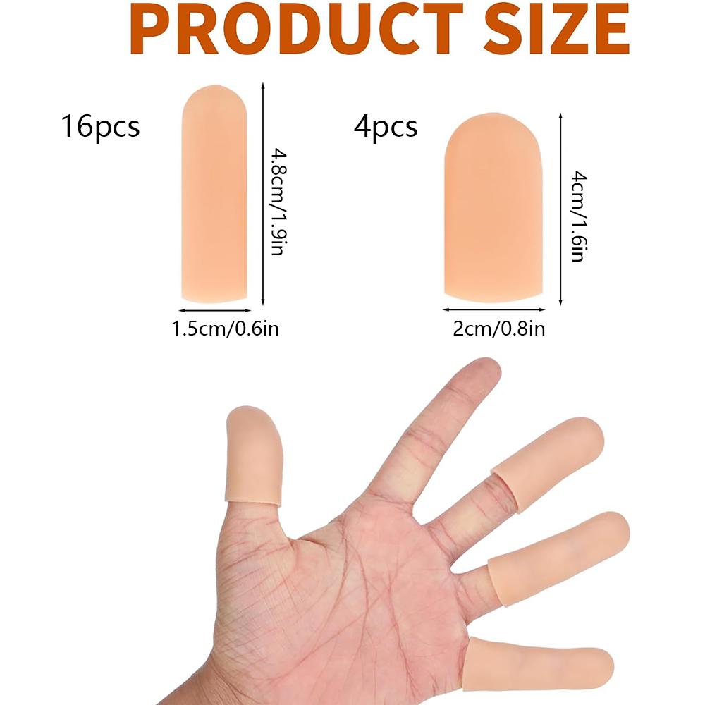 20 шт. напальчников, силиконовые протекторы для кончиков пальцев при трещинах пальцев, ранах