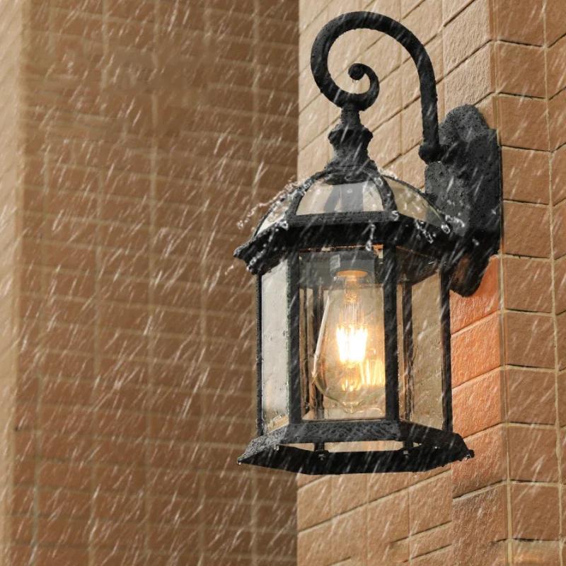 Светодиодный уличный настенный светильник Водонепроницаемое освещение Освещение для крыльца Освещение для балкона Садовое освещение Уличный настенный светильник Ретро Европейский стиль Украшения