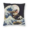 Dragon Great Wave Of Kanagawa Square Pillowcase Polyester Linen Velvet Printed Zip Decorative Throw Pillow Case Sofa Cover