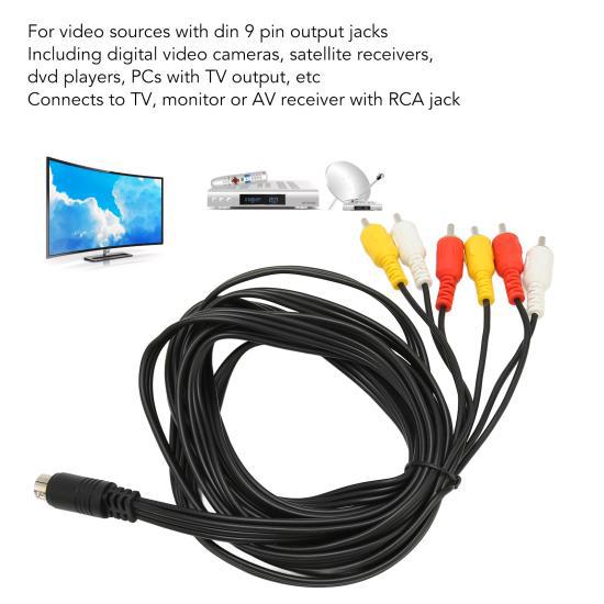 Кабель Mini DIN to 6 RCA 9 Pin Clear Signal Stable Sound Video Composite для цифровой видеокамеры TV AV-ресивера 