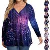Женская рубашка большого размера с длинным рукавом, принт, плиссированный повседневный топ с V-образным вырезом