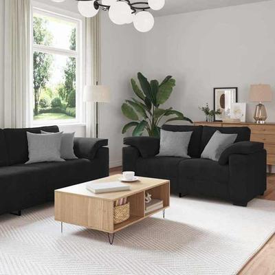 Maison Exclusive - Ensemble De Canapés 3 Pcs Avec Coussins Noir Velours