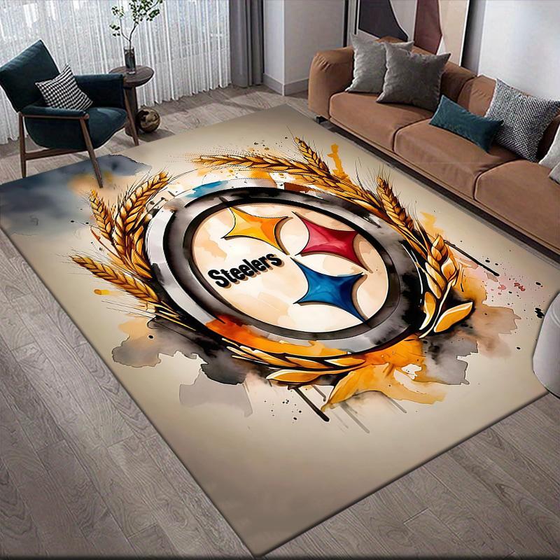 Pittsburgh Steelers3 Flannel Pattern Square Carpet,Area Rug,Carpet Rug for Living Room Bedroom Sofa Playroom Decor,Non-slip Floor Mat