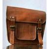 Motorcycle Saddle Bag Left Side Real Goat Leather Brown Rear Bike Tools Bag.