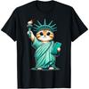 Милая Кавайная Статуя Свободы Кот Я Люблю Нью-Йорк NYC Футболка для Мужчин Женщин Девочек Детей