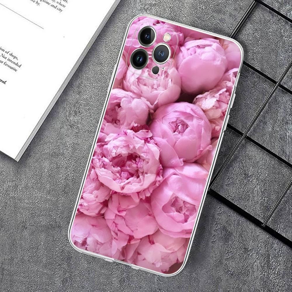 Элегантный Чехол для Телефона с Пионами Розово-Фиолетового Цвета Для IPhone 15 14 11 12 13 Mini Pro XS Max Чехол 6 7 8 Plus X XR SE 2020 Funda Shell