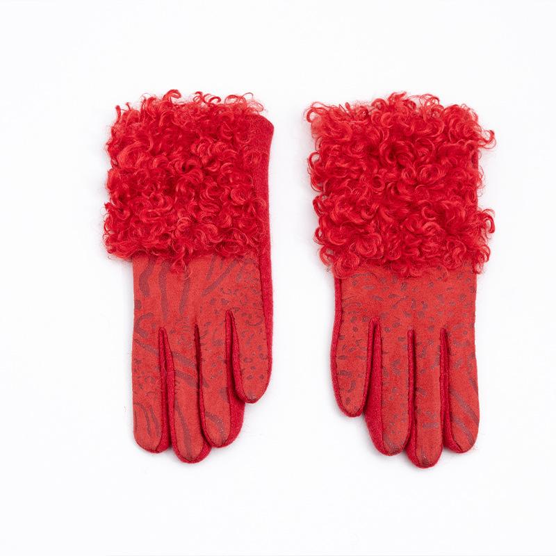 Женские перчатки Зимние для велоспорта и вождения Противоскользящие и теплые Пальцевые перчатки Сенсорный экран Спорт на открытом воздухе Шерстяные перчатки