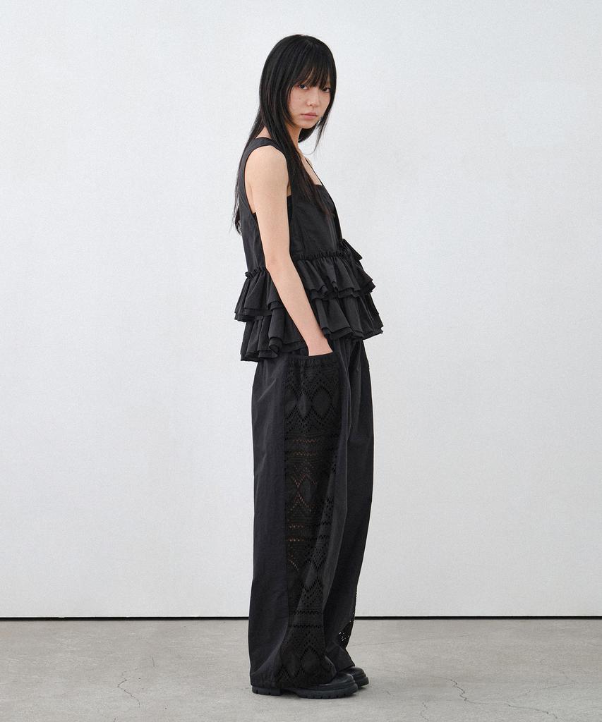 HELEMENT Women'S Eyelet Wide Pants (Black)