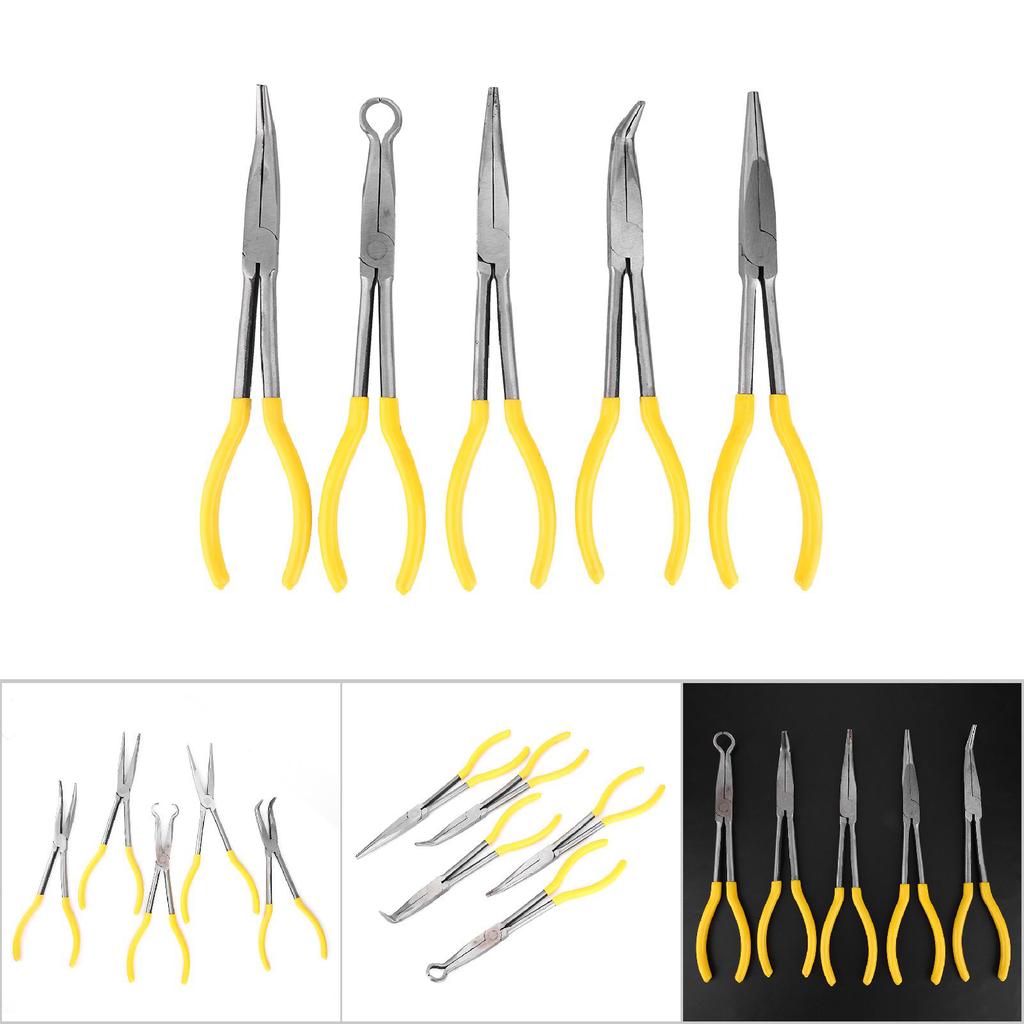 5Pcs Long Needle Nose Pliers Carbon Steel O Shape Clamp Hand Tool with NonSlip Handle