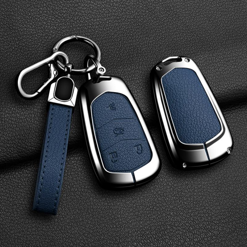 Car Key Case Cover For Cadillac Xt5 XTS CTS SRX ATSL XT4 CT6 ATS Escalade ESV DTS ELR STS 2014-2018 Zinc Alloy Leather Keychain AGY1