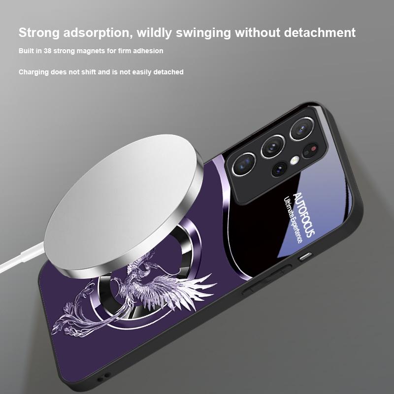 Красивый Розовый Феникс Для Samsung S25 S25 Edge S25Ultra S8 9 10 20 S21 Pro S22 Plus S23 FE S24 Ultra Magsafe Стеклянный Чехол для Телефона