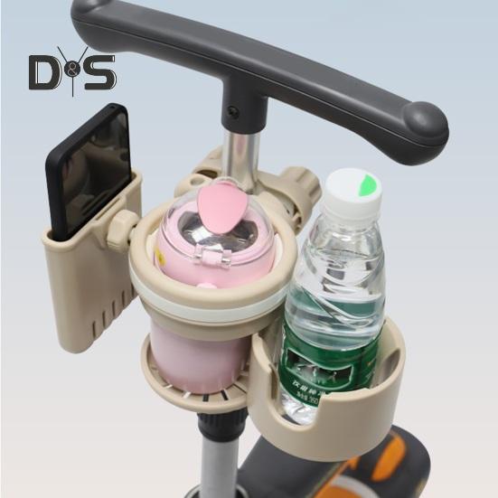 Выдвижной держатель для стакана для коляски с кронштейном для телефона 3 в 1, нескользящий, прочный, с поворотом на 360 градусов держатель для напитков для самоката, велосипеда, ходунков