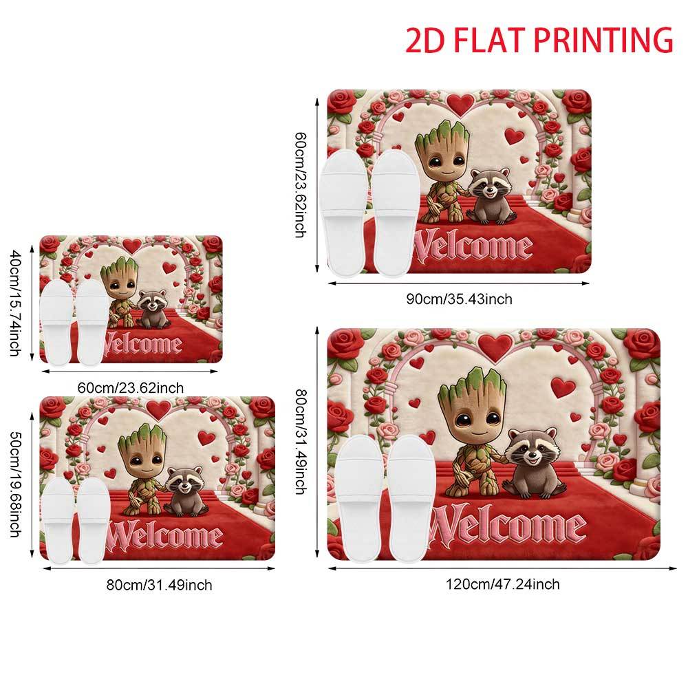 1pc Marvel 2D Flat Printing Groot Polyester Door Mat Suitable for Home Entrances, Bedroom and Bathroom Doors, Easy-to-clean Ba