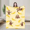 Curious George Pink Check Life Flannel Blankets Soft Throw Blanket for Bedroom Decorative Graphic Bedspread Sofa Bed Cover