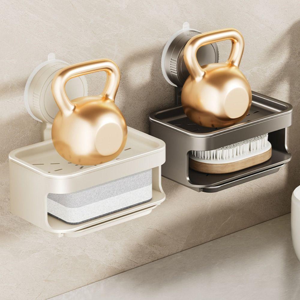 Detachable Self Draining Soap Holder Space Saving Soap Drain Box Suction Cup Soap Dish  Washroom